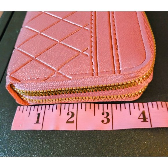 Vegan Double Zipper Multi section Wallet Wristlet Phone-Holder Clutch Gift - Picture 5 of 5